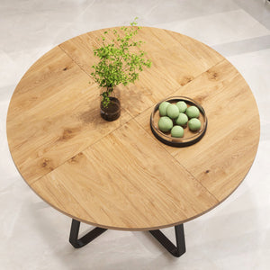 English Elm 43.3" Round Mdf Dining Table Seats Six with X Base Modern Minimalist Kitchen W1727P426752