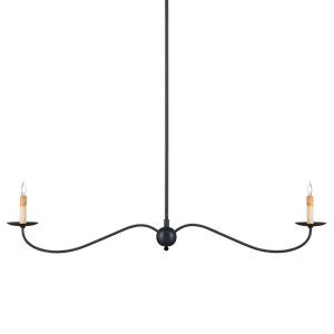 Saxon Black Linear Chandelier - Elegant Wrought Iron Fixture Perfect for Modern Farmhouse Spaces