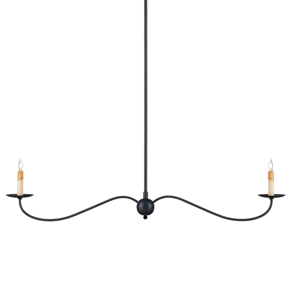 Saxon Black Linear Chandelier - Elegant Wrought Iron Fixture Perfect for Modern Farmhouse Spaces