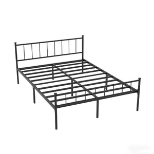 English Elm Queen Platform Bed Frame with Headboard Footboard Matte Black Under Bed Storage W311P433479