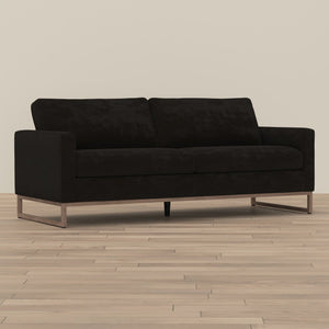 English Elm Black Contemporary Sofa Wraparound Metal Base Low Profile Minimalist Living Room B361P483236