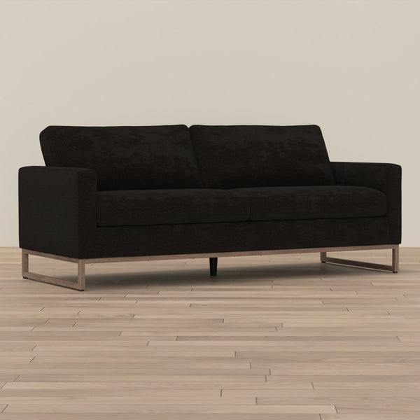 English Elm Black Contemporary Sofa Wraparound Metal Base Low Profile Minimalist Living Room B361P483236