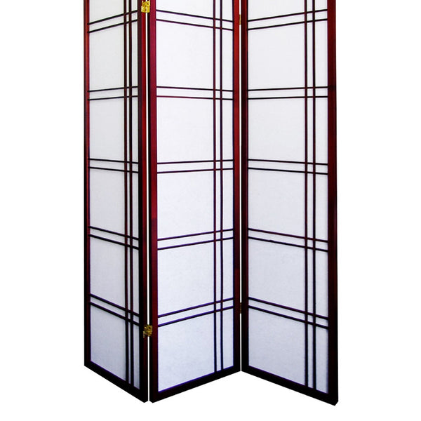 English Elm 70" Tall Girard 3-Panel Room Divider Screen In Cherry Finish - Elegant, Flexible Privacy Solution B072115962