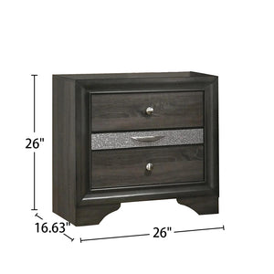 English Elm 3 Drawers Wooden Nightstand In Gray With Nickel Knobs – Modern Storage Solution For Any Space B016P251549