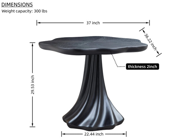 English Elm 37'' Petal Round Fiberglass Pedestal Dining Table Sculptural Organic Base for 2 to 4 W2664S00091