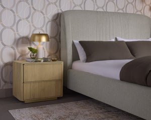 Sunpan Kalla Nightstand - Elegant Design with Steel Base, Soft Closing Drawers & Unique Wood Character Rustic Oak