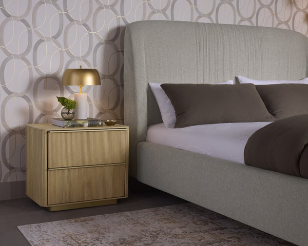 Sunpan Kalla Nightstand - Elegant Design with Steel Base, Soft Closing Drawers & Unique Wood Character Rustic Oak