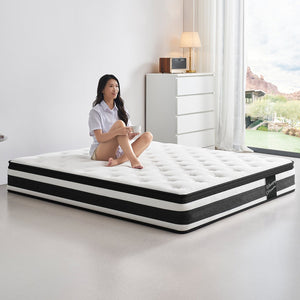 English Elm 12 Inch Full Hybrid Mattress Euro Top Pocketed Coil Memory Foam Medium Firm Support W3017P301128