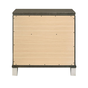 English Elm Dark Champagne Mirrored Nightstand with Acrylic Legs, 2 Drawers, Metal Knobs & Safety Stops — Glamorous Bedroom Accent B062P186502