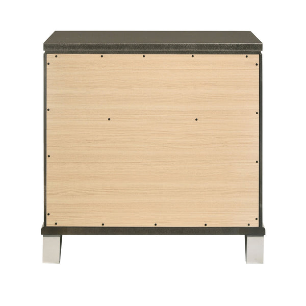 English Elm Dark Champagne Mirrored Nightstand with Acrylic Legs, 2 Drawers, Metal Knobs & Safety Stops — Glamorous Bedroom Accent B062P186502
