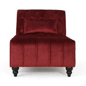 English Elm Christopher Knight Home® - TUFTED Chaise Lounge Garnet Velvet Upholstery - Plush 100% Polyester Seating, Birch Legs, Luxe Comfort 60129.00NVLTGARN