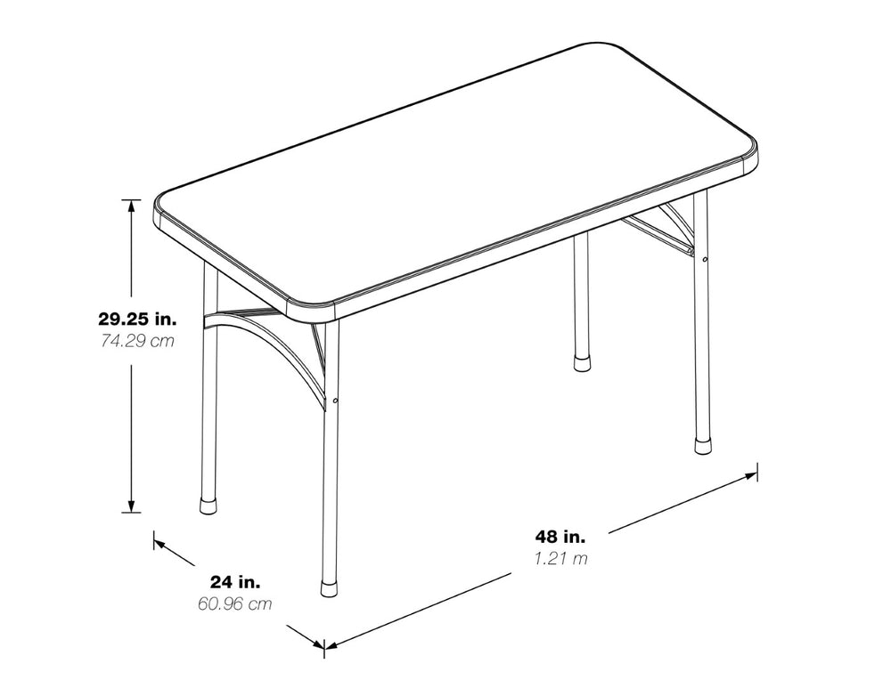 OSP Home Furnishings 4' Resin Folding Table with Steel Frame for Outdoor Events and Everyday Indoor Use BT04Q
