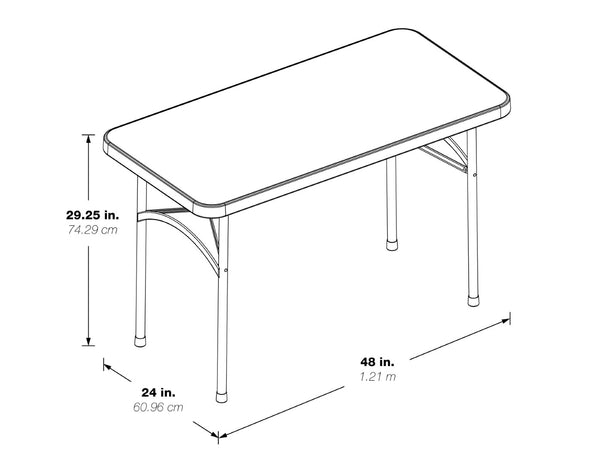 OSP Home Furnishings 4' Resin Folding Table with Steel Frame for Outdoor Events and Everyday Indoor Use BT04Q