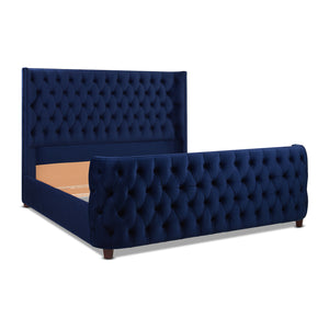English Elm Jennifer Taylor Home - Brooklyn King Velvet Tufted Bed Set - Luxurious Navy Blue Upholstery With Wingback Design & Support B2719P238193
