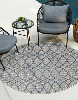 Unique Loom Outdoor Trellis Gitter Machine Made Trellis Rug Gray Blue,  10' 0" x 10' 0"