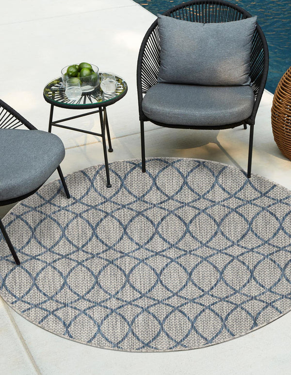 Unique Loom Outdoor Trellis Gitter Machine Made Trellis Rug Gray Blue,  10' 0" x 10' 0"