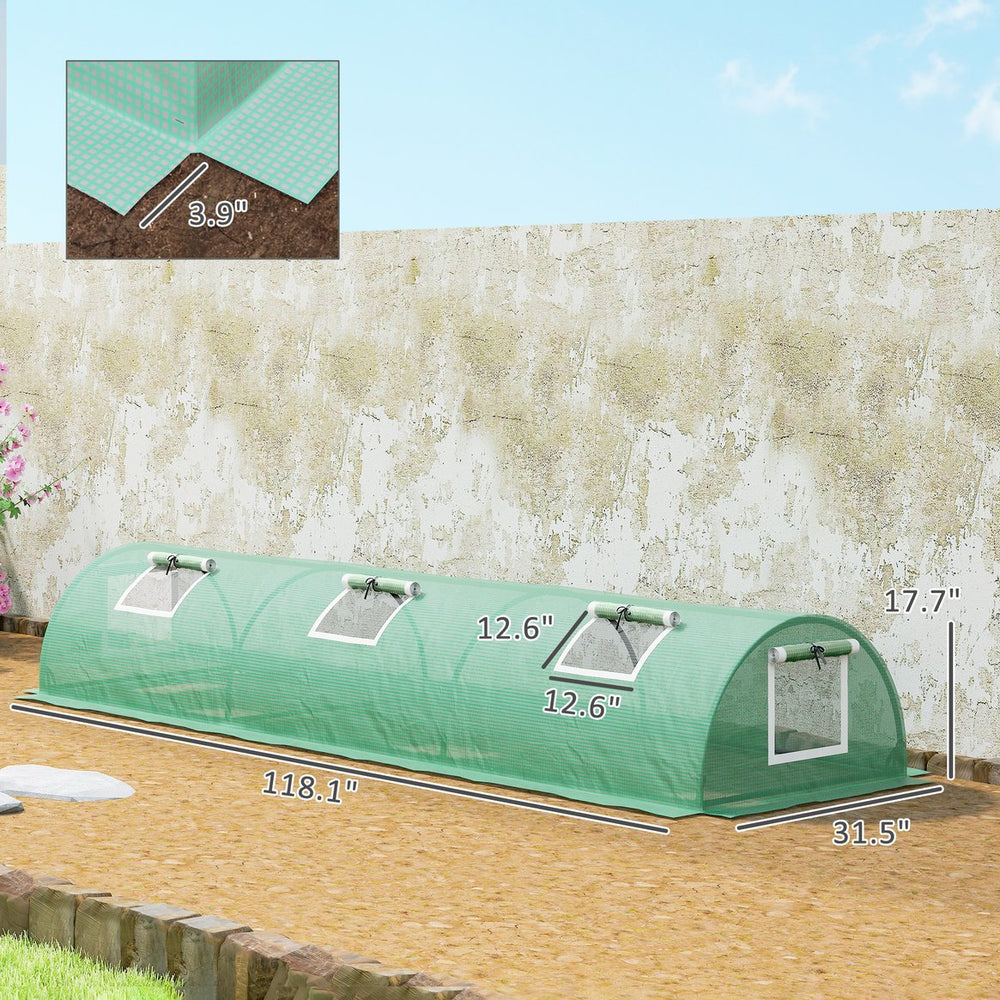 English Elm Portable Tunnel Mini Greenhouse with Steel Frame and Pe Cover for Outdoor Gardens T3971P433746