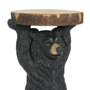 English Elm Christopher Knight Home® - Black Bear MGO Side Table Pedestal — Hand-Painted Resin Bear Stool with Faux Wood Top, Indoor/Outdoor Decor N765P353629K