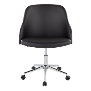 English Elm Office Task Chair with Walnut Wood Base Faux Leather Seat and Chrome Swivel B202P474172