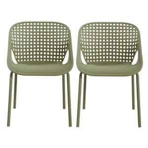 English Elm Eldred Outdoor Stackable Dining Chairs Set of 2 Uv Resistant Patio Seating Sage Green N776P390454G