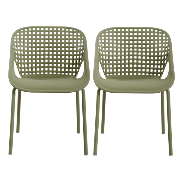 English Elm Eldred Outdoor Stackable Dining Chairs Set of 2 Uv Resistant Patio Seating Sage Green N776P390454G