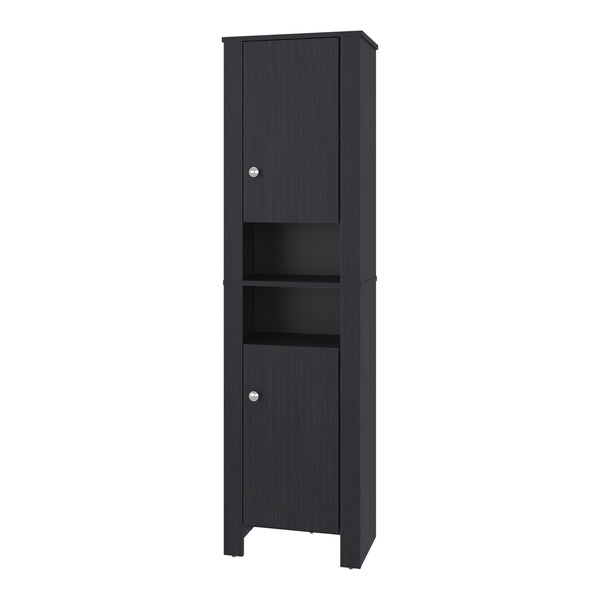 English Elm Bathroom Cabinet Tall 63.3" H Black Wengue, 2 Doors 6 Shelves, Eco-Friendly Engineered Wood Storage Elegance B097P395907