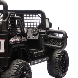English Elm 24v Dual Motor Two Seat Kids Electric Ride on Car with Remote Control and Bluetooth Audio Black W1578P305897