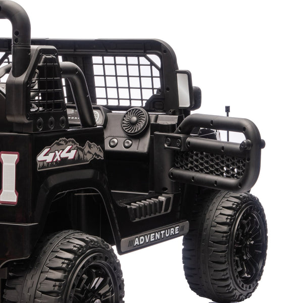 English Elm 24v Dual Motor Two Seat Kids Electric Ride on Car with Remote Control and Bluetooth Audio Black W1578P305897
