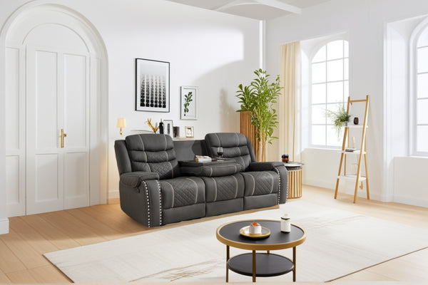 English Elm Recliner Sofa Set Microfiber Upholstered Manual Club Style Living Room Seating W3900S00008