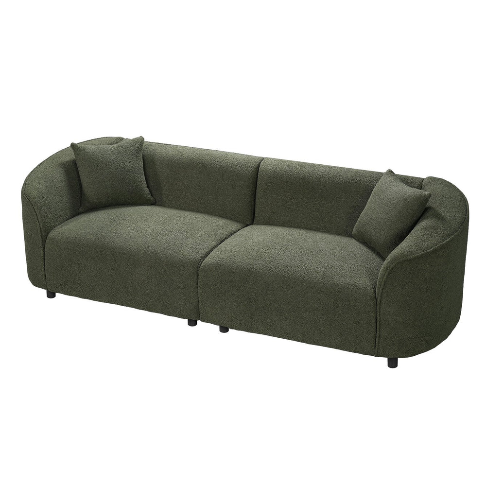 English Elm 87" Curved Boucle Sofa Sculptural Low Profile Design for Modern Living Rooms N767P422840A