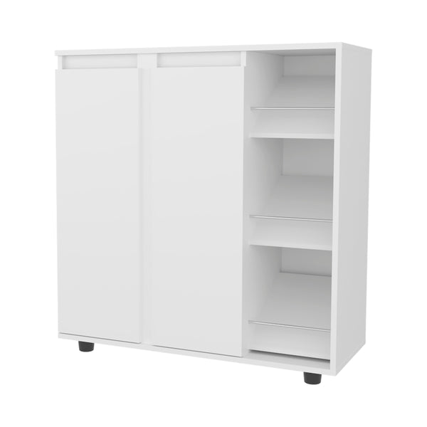 English Elm White 2-Door Shoe Storage Cabinet with 8 Shelves – Sleek White Melamine Organizer for Entryway, Hallway, Closet (34.1" W x 36" H) B062P380076
