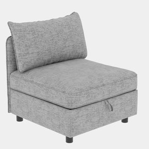 English Elm Love Seat Modular Sectional Sofa with Hidden Storage Mid Century Modern Small Space Grey W680S00131