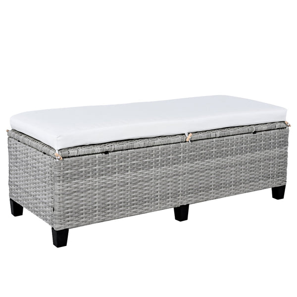 English Elm TOMAX 5-Piece Outdoor Rattan Sectional Sofa Set with Extendable Side Tables and Dining Table White SP100006AAK