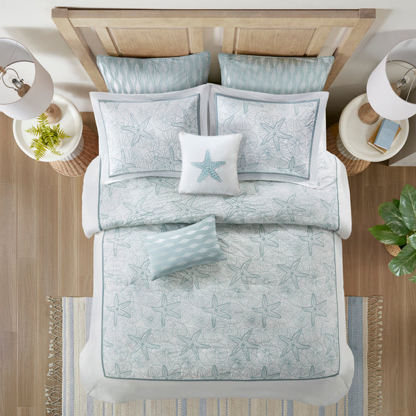 English Elm Duvet Harbor House Maya Bay Embroidered Seashell & Sand Dollar 200TC Cotton Full/Queen Set Multicolor 11.81 L x 9.84 W x 5.12 H B03595771