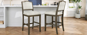 English Elm Counter Height Rubberwood Barstools Set of 2 Upholstered Seats for Kitchen Island Brown N752P377070D