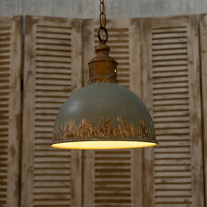 English Elm Retro Blue Pendant Light Vintage-Inspired Metal Shade, Rich Blue Finish for Cozy Elegant Interiors W2946P243894