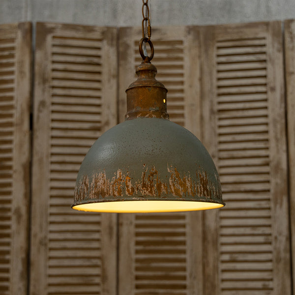 English Elm Retro Blue Pendant Light Vintage-Inspired Metal Shade, Rich Blue Finish for Cozy Elegant Interiors W2946P243894