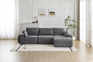 English Elm Modern Memory Foam Compressed Sofa — Pet-Friendly Corduroy Modular Sectional, Cloud-Like Comfort, No Assembly Grey W3723S00011