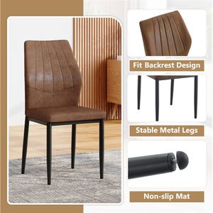 English Elm Set of 4 Brown Shell-Pattern Dining Chairs with Ergonomic Tech Fabric, Sturdy Metal Legs, 37" Brown+Black W1151P359591
