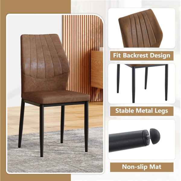 English Elm Set of 4 Brown Shell-Pattern Dining Chairs with Ergonomic Tech Fabric, Sturdy Metal Legs, 37" Brown+Black W1151P359591