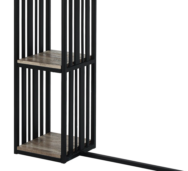 English Elm Oak Rustic 2-Shelf Counter Table with Slatted Sandy Black Metal Base, Durable Oak Top for Entertaining B062P209322