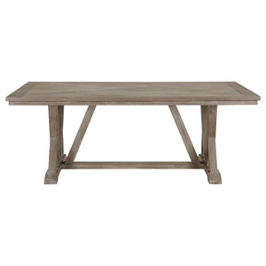 English Elm Ruston 7 Piece Acacia Wood Farmhouse Dining Set with Ladderback Chairs Seats Six B062S01469