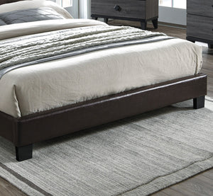 English Elm Modern Faux Leather Upholstered Bed Queen Size with Adjustable Headboard, Low-Profile Slat Support Frame, Sleek Contemporary Design Brown,Espresso 61 L x 31 W x 4 H B011P395416