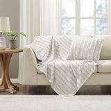 Madison Park Duke Glam/Luxury Long Fur Throw MP50-454 Ivory