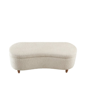 JLA Home INK+IVY - Boucle-Style Plush Storage Bench with Curved Front, Soft-Close Hinges & Solid Wood Legs for Entryways Cream II105-0593