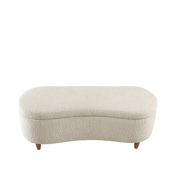 JLA Home INK+IVY - Boucle-Style Plush Storage Bench with Curved Front, Soft-Close Hinges & Solid Wood Legs for Entryways Cream II105-0593