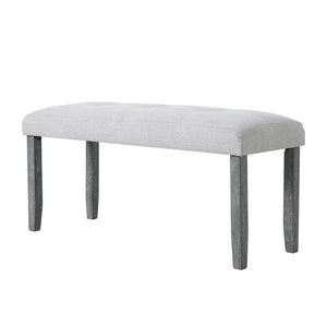 English Elm Upholstered Tufted Bench with LVL Rubber Wood Legs, Mid-Century Modern End of Bed Seating, 250lb Capacity Beige+Grey N752P294997E