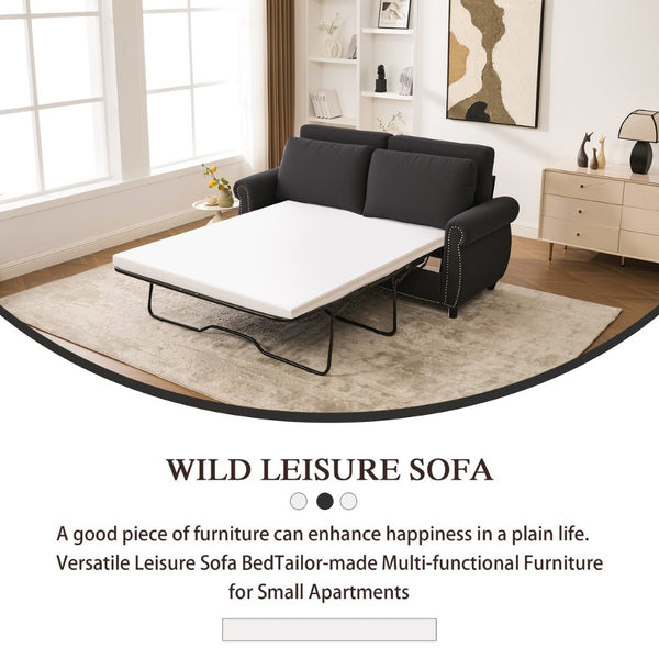 English Elm Sleeper Sofa Bed - Modern 2-Seater Convertible Couch With Memory Foam For Small Spaces, Dark Gray W3696S00005-GIGA