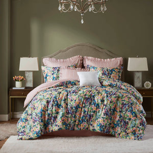 JLA Home Madison Park - 8PCS Cottage Floral Comforter Set – Reversible Breathable Cotton Print, Plush All-Season Cozy Chic 92 L x 104 W x 1.5H MP10-8723