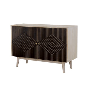 English Elm Ixora White Washed & Black 2-Door Accent Cabinet with Tapered Legs Mid-Century Storage Charm B062P344916
